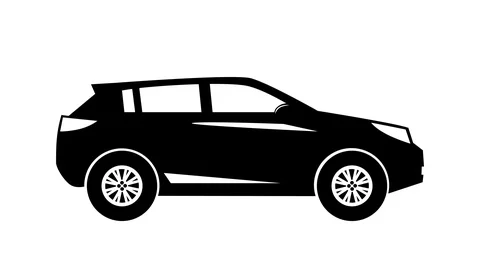 Silhouette modern SUV side view motion isolated on white Stock Footage 104524528