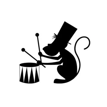 Silhouette of a monkey in  hat, playing drum Illustrazione stock