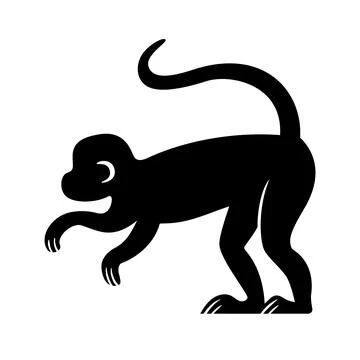 Silhouette of a Monkey in Motion a captivating representation of its dynamic Stock Illustration