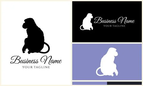 Silhouette monkey vector logo template Illustrazione stock