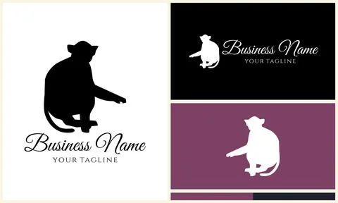 Silhouette monkey vector logo template Stock Illustration