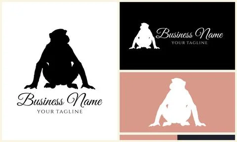 Silhouette monkey vector logo template Stock Illustration