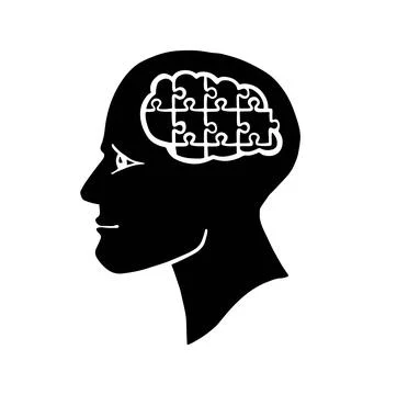Silhouette monochrome riddle of the mind vector illustration Stock Illustration
