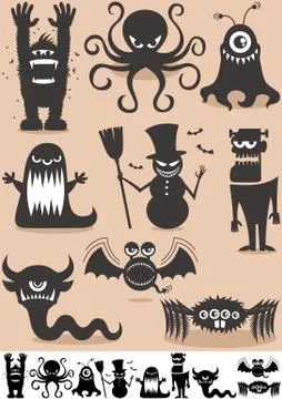 Silhouette Monsters Stock Illustration