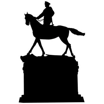 Silhouette monument to the Soviet commander Marshal Georgy Zhukov in Moscow.. Stock Illustration