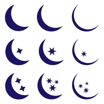 Silhouette Moon Icons Set vector collection Stock Illustration