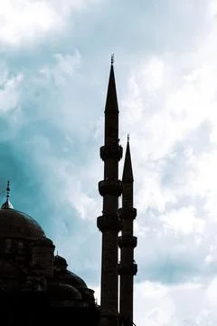 Silhouette of the mosque with cloudy sky Stock Photos
