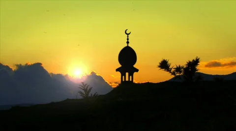 Silhouette of Mosque with Crescent 動画素材 727259