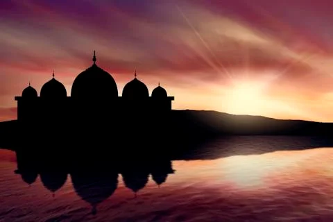 Silhouette mosque Stock Illustration