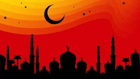 Silhouette of mosque Stock Illustration