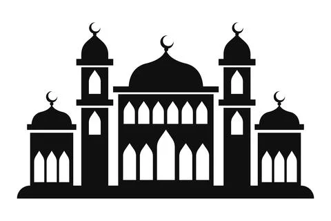 Silhouette mosque isolated on white background.Vector illustration. Stock Illustration