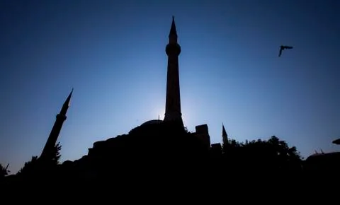 Silhouette of mosque Stock Photos