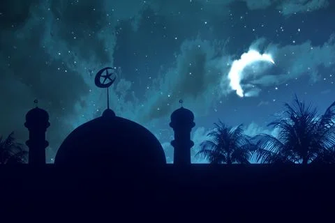Silhouette of the mosque Stock Photos