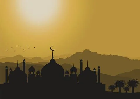 Silhouette of a mosque vector Illustrazione stock