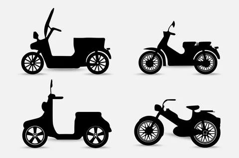 Silhouette of motorcycle vector illustration. Pack of motorcycle icon design. Stock Illustration