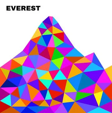 Silhouette mount Everest in polygonal style. Mountain landscape with triangle Stock Illustration