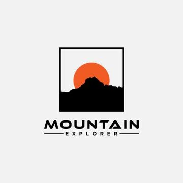 Silhouette mountain icon Stock Illustration