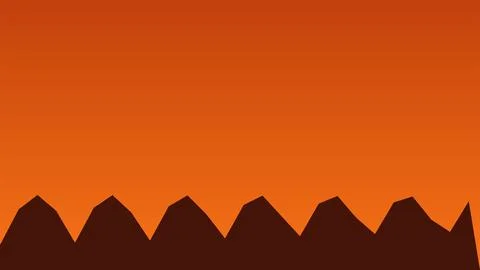 Silhouette mountain range with gradient orange sky background Stock Illustration