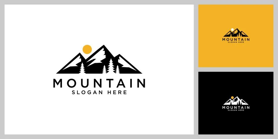 Silhouette mountain vector design template Stock Illustration
