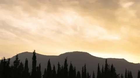 Silhouette of the mountains at sunset Stock Footage 60575582