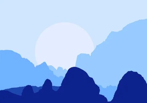 Silhouette of mountains, vector illustration Stock Illustration