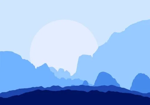 Silhouette of mountains, vector illustration Illustrazione stock