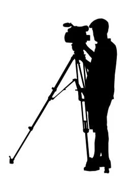 Silhouette of movie cameraman Stock Illustration