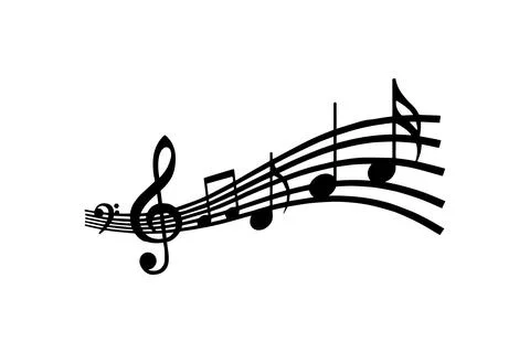 Silhouette of Musical Notes on a Staff. Vector illustration. Stock Illustration