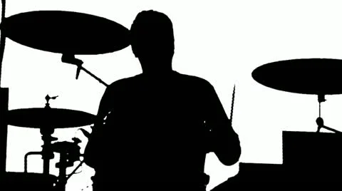 Silhouette of musician who playing drums Stock Footage
