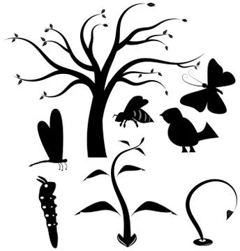 Silhouette of nature vector icon set Stock Illustration