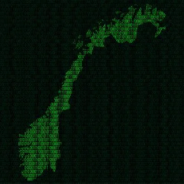 Silhouette of Norway from binary digits イラスト素材