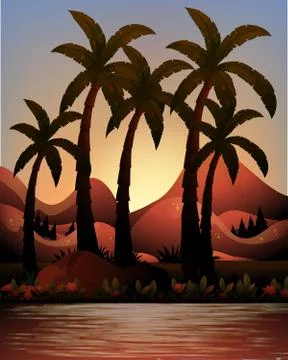 Silhouette ocean Stock Illustration