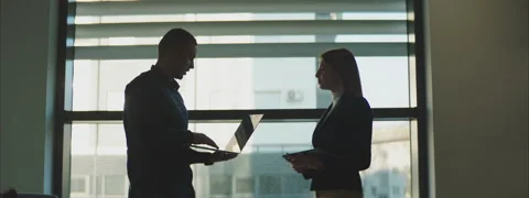 Silhouette in an office 스톡 동영상 150581722