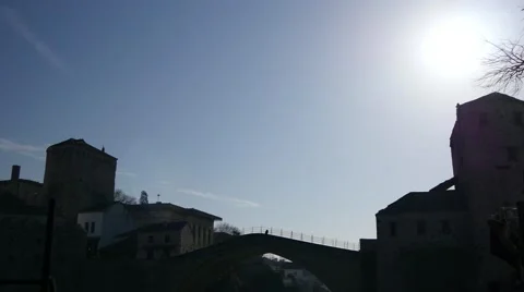 Silhouette of old bridge in Mostar 動画素材 47011262