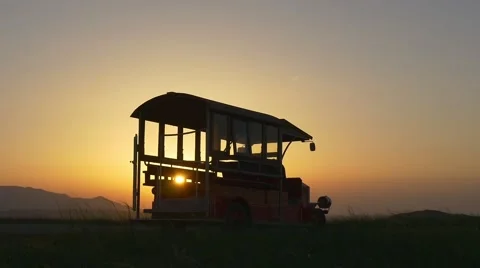Silhouette of the old bus Stock Footage 64598745