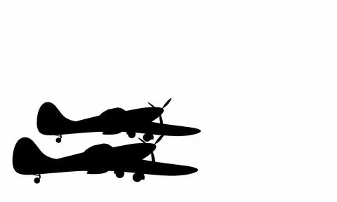 Silhouette of an old fighter plane.  Stock Illustration