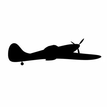 Silhouette of an old fighter plane. Stock Illustration