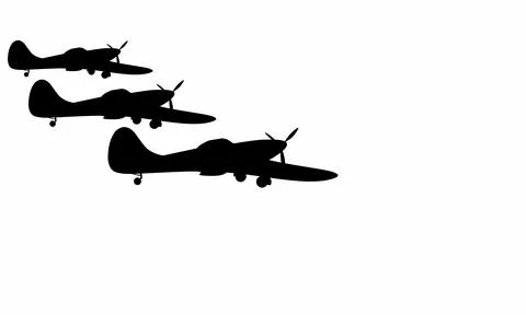 Silhouette of an old fighter plane. Stock Illustration