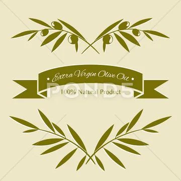 Silhouette olive branches Stock Illustration