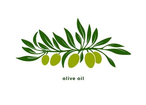 Silhouette olive tree. Vector pattern. Organic oii Stock Illustration