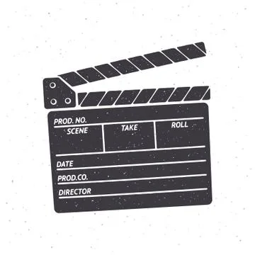Silhouette of open clapperboard. Vector illustration. Stock Illustration