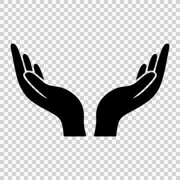 Silhouette Open Hands Cupped Together Offering Support and Care Icon Graphic Stock Illustration