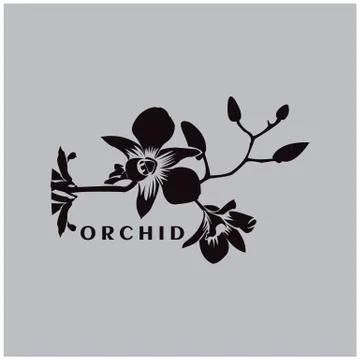 Silhouette of orchids Stock Illustration