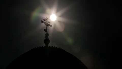 Silhouette Of Orthodox Chirch On A Background Of Clouds Timelapse Stock-Footage 83430789