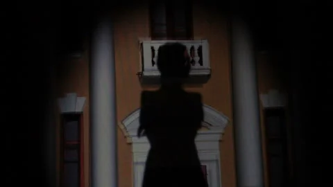 Silhouette of outgoing man Stock Footage 96335359