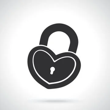 Silhouette of padlock in heart shape Stock Illustration