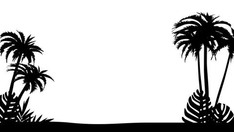 Silhouette of palm trees and beach background. For traveling during the holid Stock Illustration