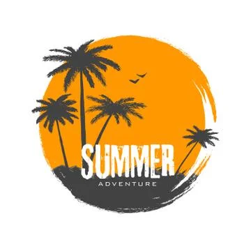 Silhouette of palms in sunset イラスト素材