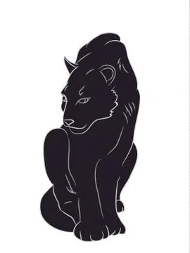 Silhouette of a panther that sits, vector Stock Illustration