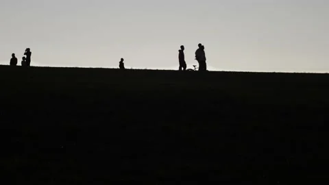 Silhouette park life slow motion 4K Video stock 220421453